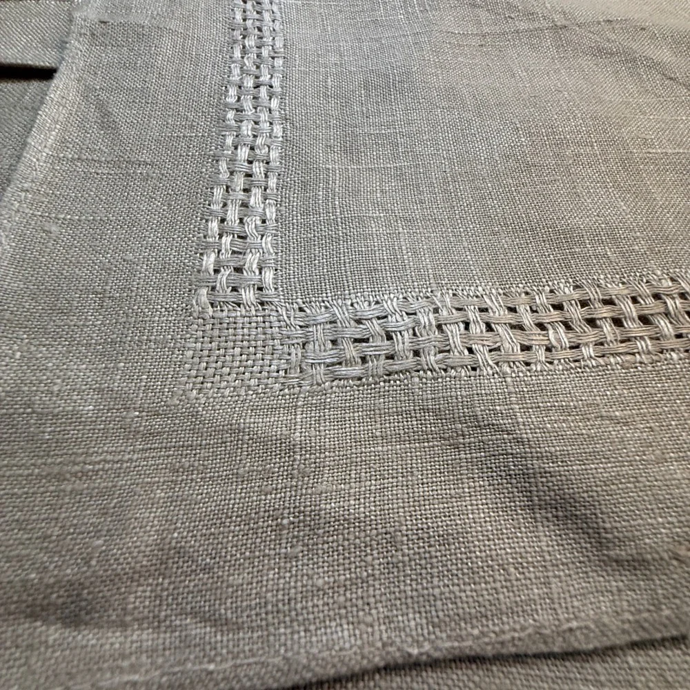 Set of 4 Linen Hemstitch Napkins‎ Natural Beige Tablecloths